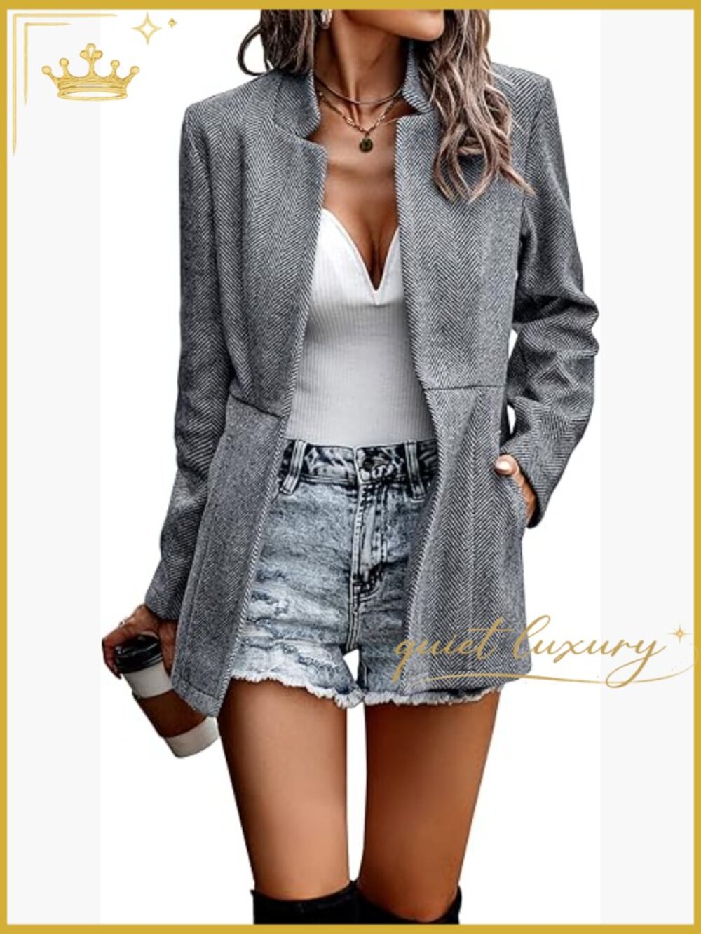 Open Front Long Sleeve Blazer Jacket Casual Work Office Coat Suit